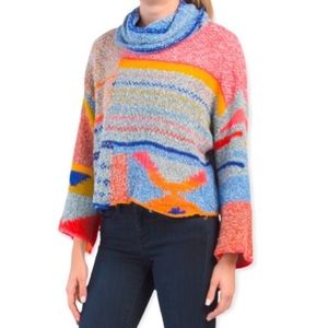 Sincerely Jules Cowl Neck Colorful Sweater